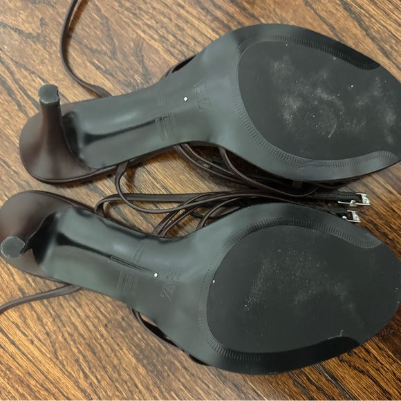 Zara Women's Dark Brown Strappy Sandals - Picture 4 of 6